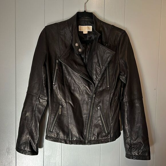 Michael by Michael Kors Black Leather Jacket Size Small - Picture 1 of 3